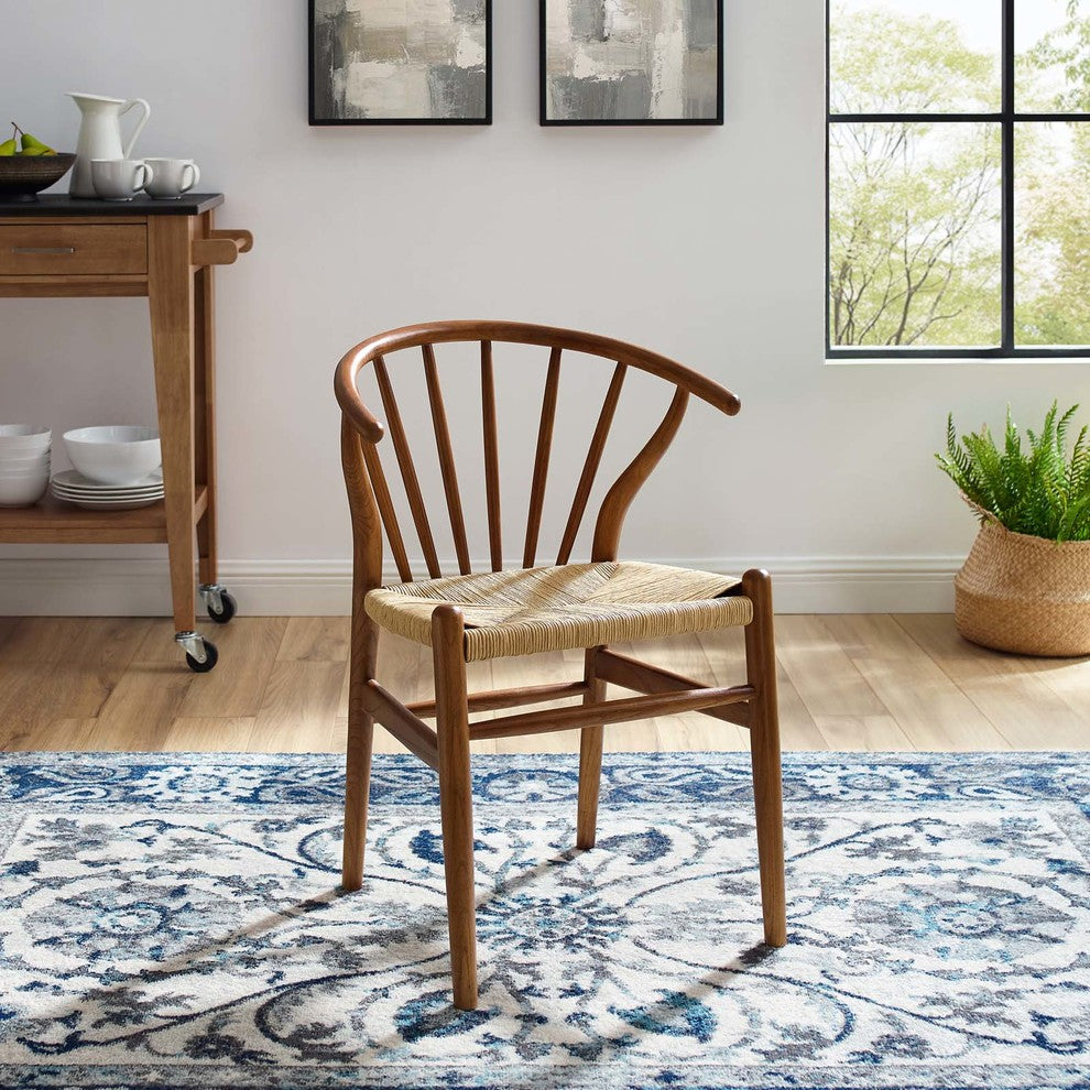 Walnut Flourish Spindle Wood Dining Side Chair