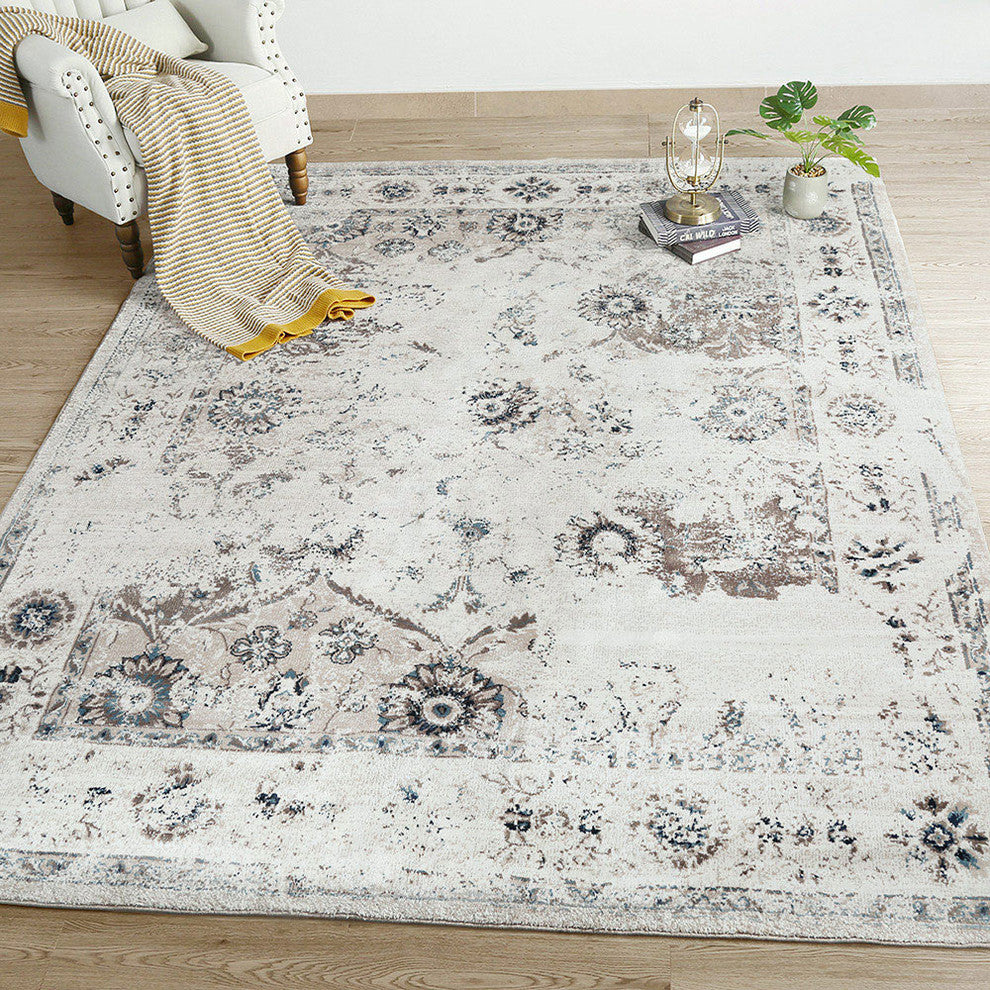 LNC Distressed Indoor Vintage Abstract Carpet Area Rugs, 5' X 7'