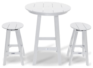 LuXeo Mason-Cabo Round Counter Bar 3-Piece Set, White