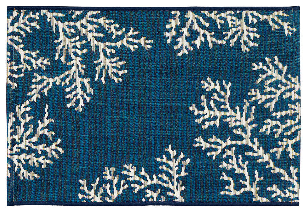 Esencia Coral Edge Indoor/Outdoor Mat Navy 2'5"x3'11"