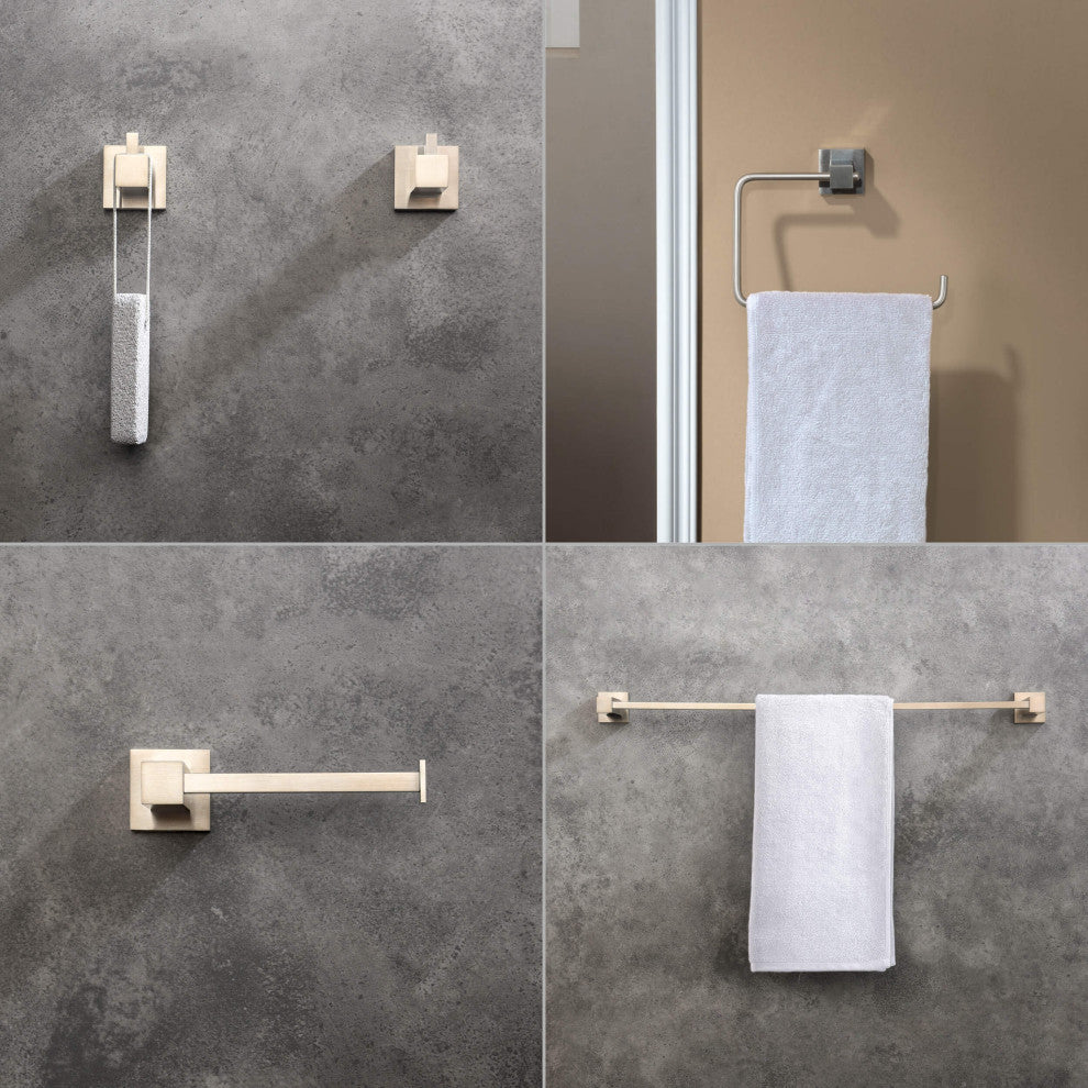 Cube 5-Piece Bathroom Hardware Set, Brushed Nickel