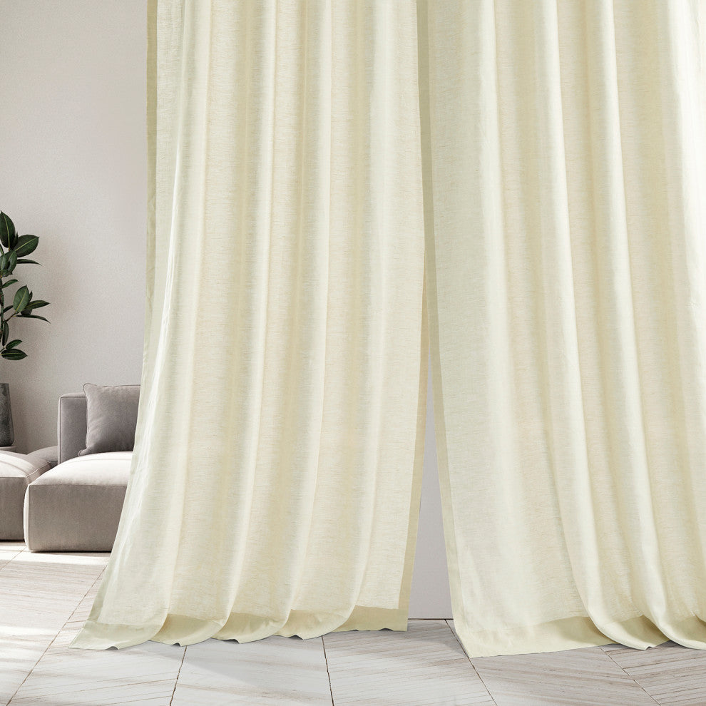 Antique Lace Linen Sheer Curtain Single Panel, 50"x84"