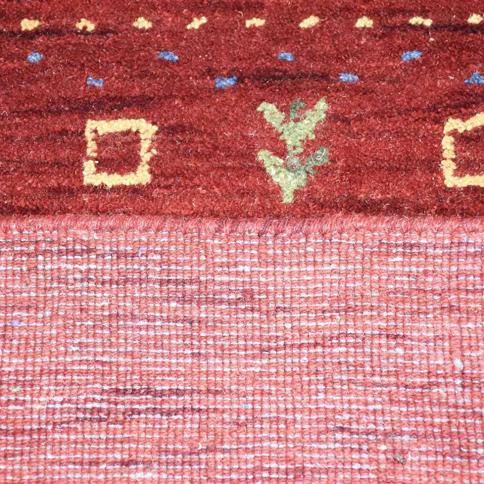 HAND KNOTTED LOOM WOOL ECO-FRIENDLY AREA RUGS - Rectangle, Red, Contemporary
