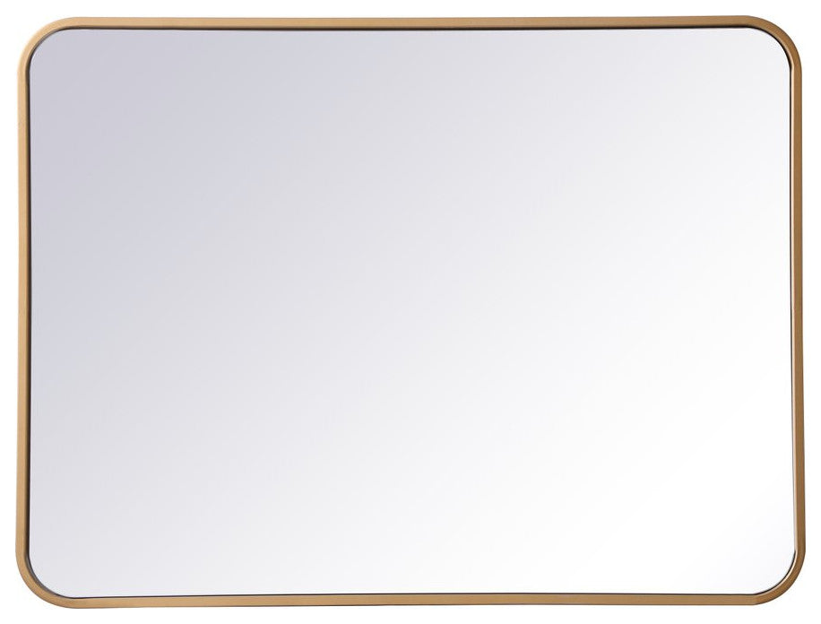 Elegant Decor MR802432BR Soft Corner Metal Rectangular Mirror, 24"x32"