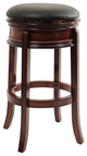 Sabi 24 inch Swivel Counter Stool, Solid Wood, Faux Leather, Brown, Black