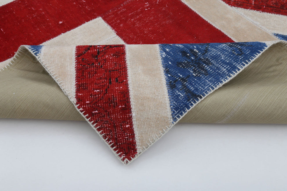 Rug N Carpet - Handwoven Anatolian 5' 8'' x 7' 11'' Flag Patchwork Rug