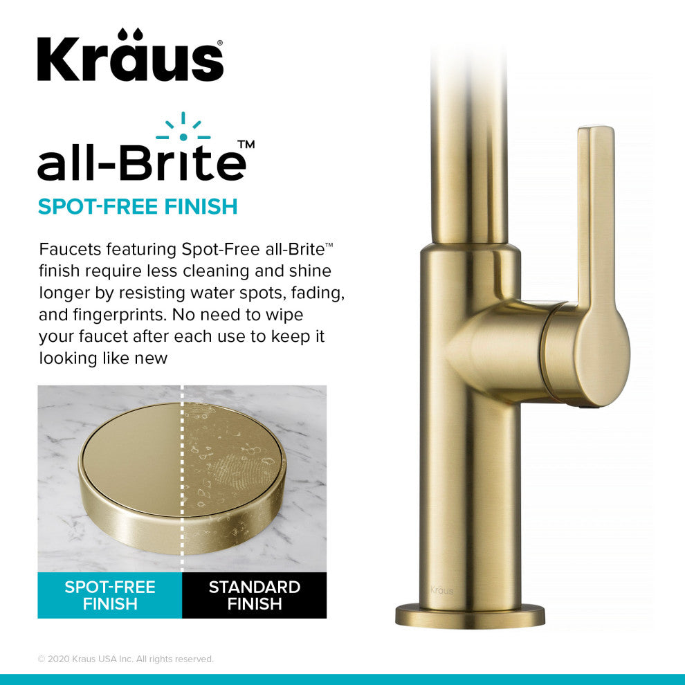 Oletto Pull-Down 1-Hole Kitchen Faucet, Spot Free Antique Champagne Bronze
