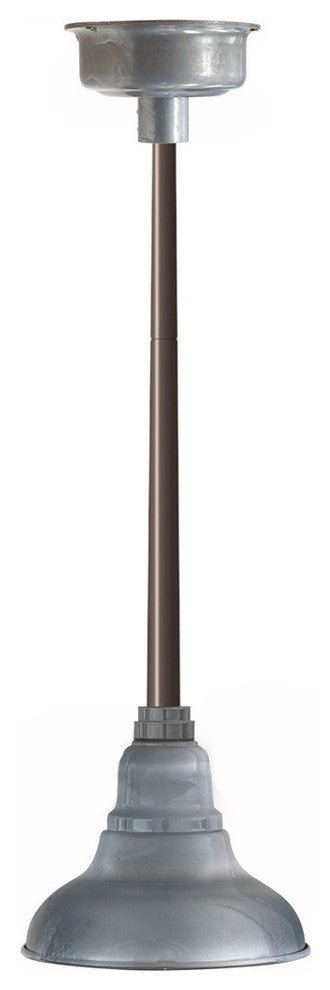 8" Dahlia LED Pendant Light, Galvanized Silver, Mahogany Bronze Downrod