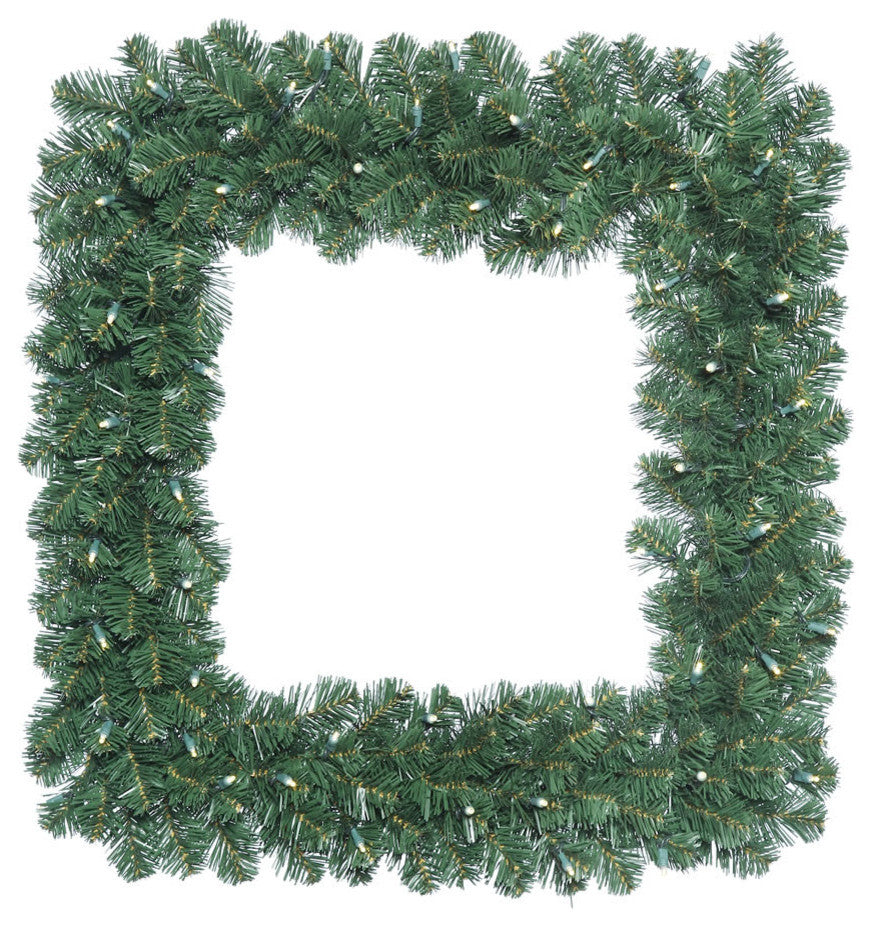 Vickerman C164831Led 30" Christmas Square Wreath, Warm White Wide Angle Lights
