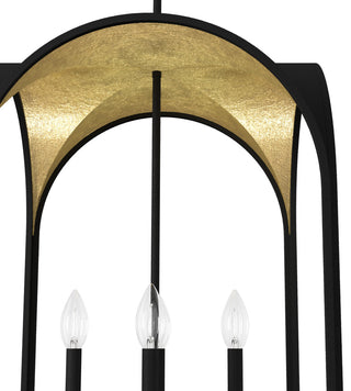 Hunter 18" Dukestown Natural Iron, Gold Leaf 4 Light Pendant Ceiling