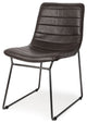 Thornton I Dark Brown Faux-Leather Seat Black Iron Frame Dining Chair, Brown