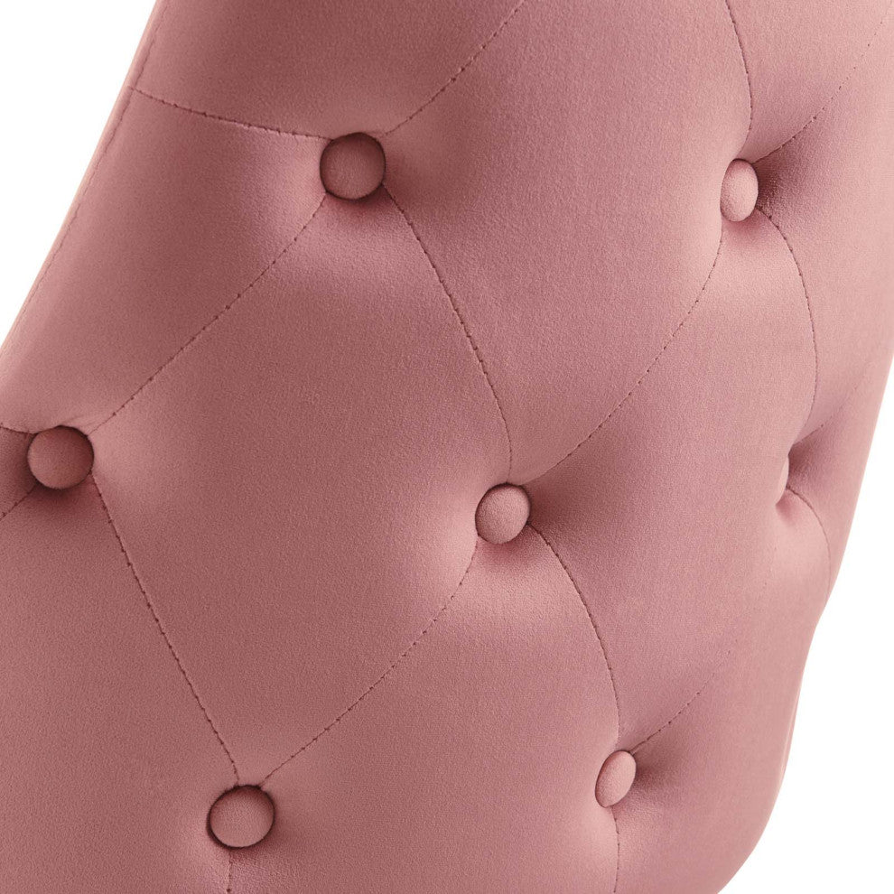 Tufted Side Dining Chair, Velvet, Pink, Modern, Bistro Restaurant Hospitality