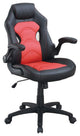Office Chair with Padded Seat and Curved Track Arms, Black and Red