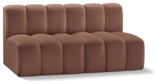 Arc Vegan Leather Upholstered 2-Pc. Modular Sofa, Cognac