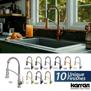Karran Single-Handle Pull-Down Sprayer Kitchen Faucet, Brushed Copper