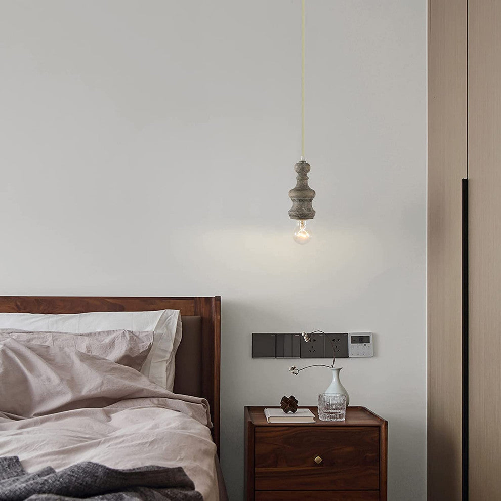 Wooden Plug in Pendant Light Rust Mini Hanging Lighting Fixture