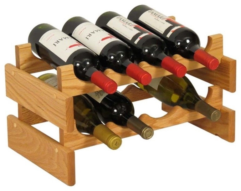 8 Bottle Dakota Wine Rack, Light Oak