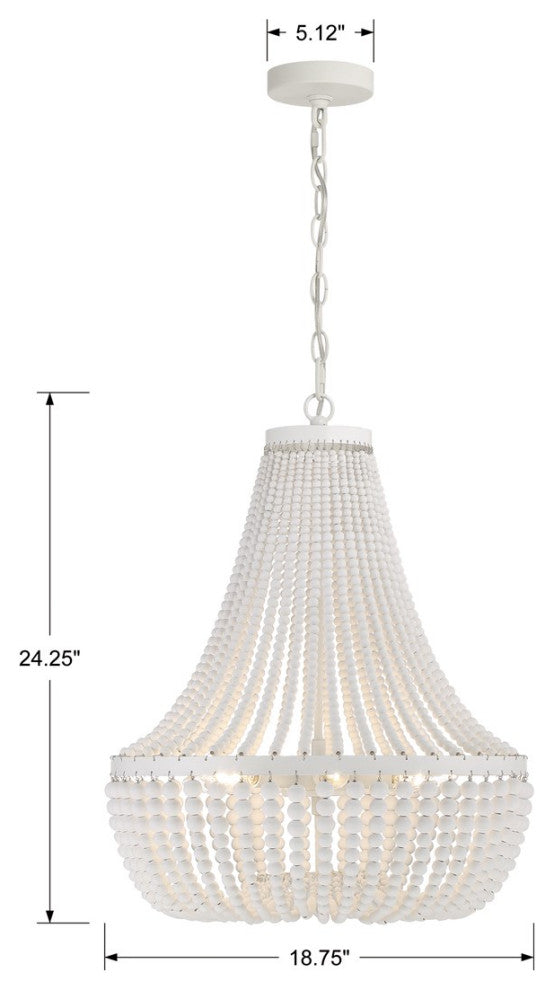 Crystorama Rylee 6 Light Chandelier 608-MT, Matte White