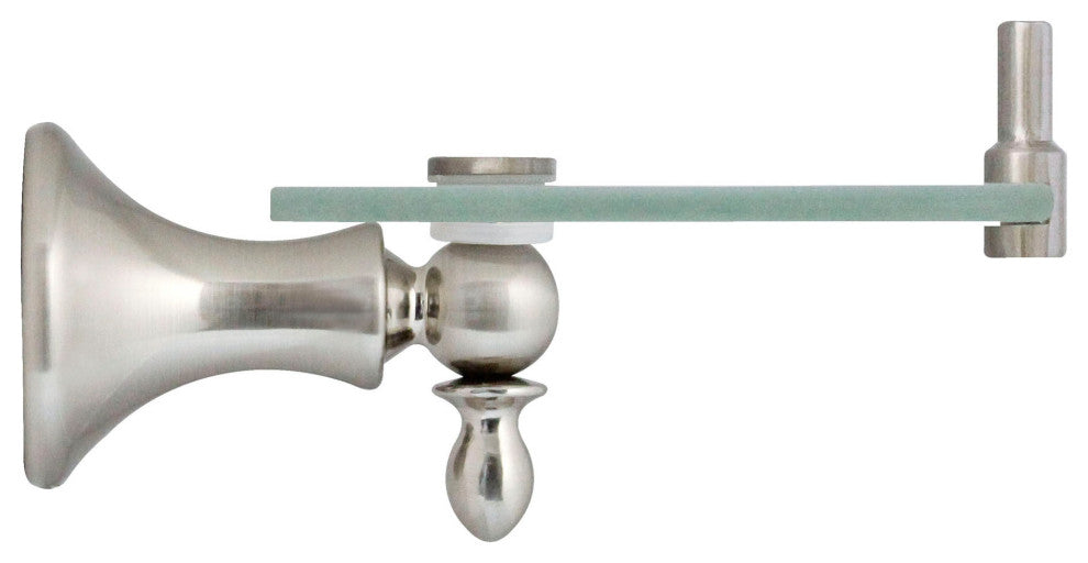 MODONA's 20" Frosted Glass Shelf With Rail Antica Series -, Satin Nickel