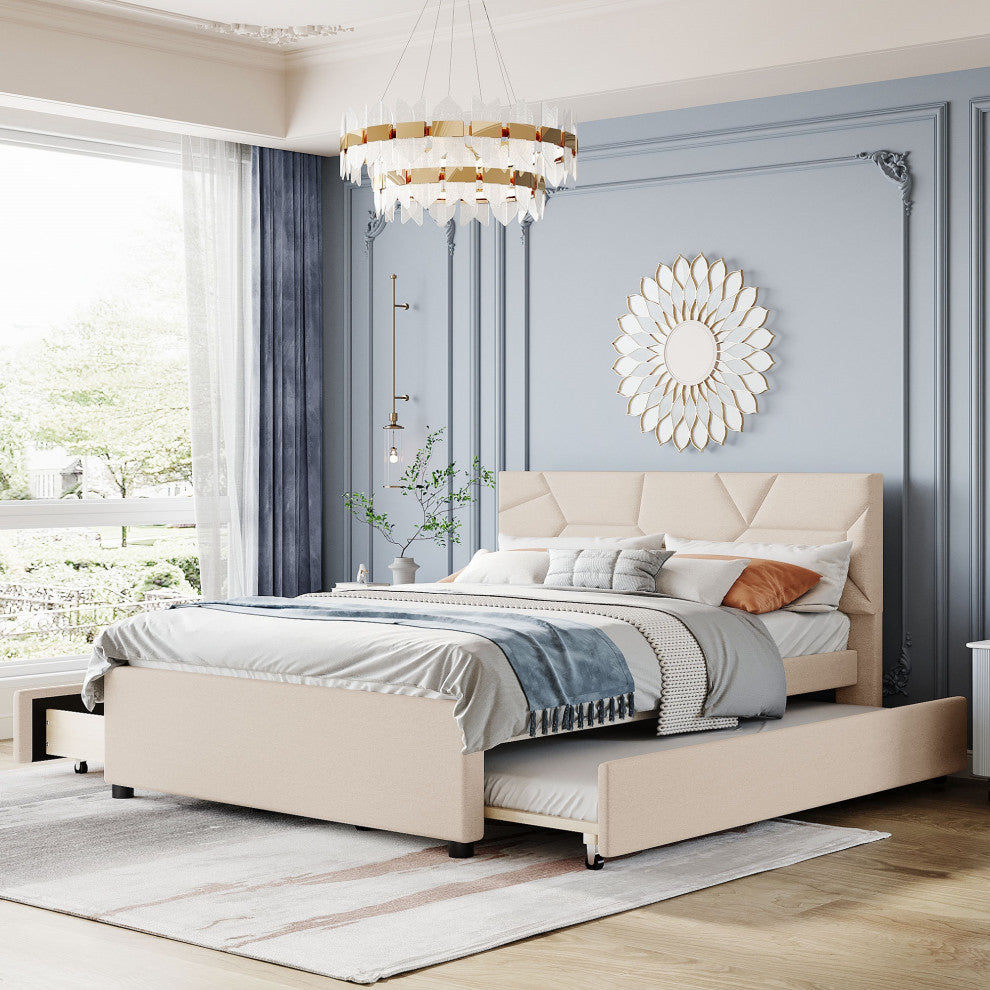Gewnee Queen Size Upholstered Platform Bed in