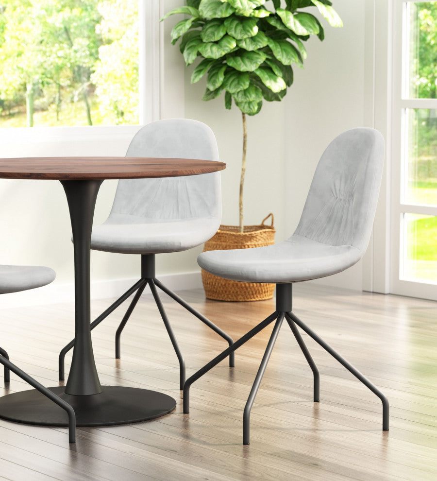 Set of 2 Wide Back Light Gray Velvet Dining or Side Chairs