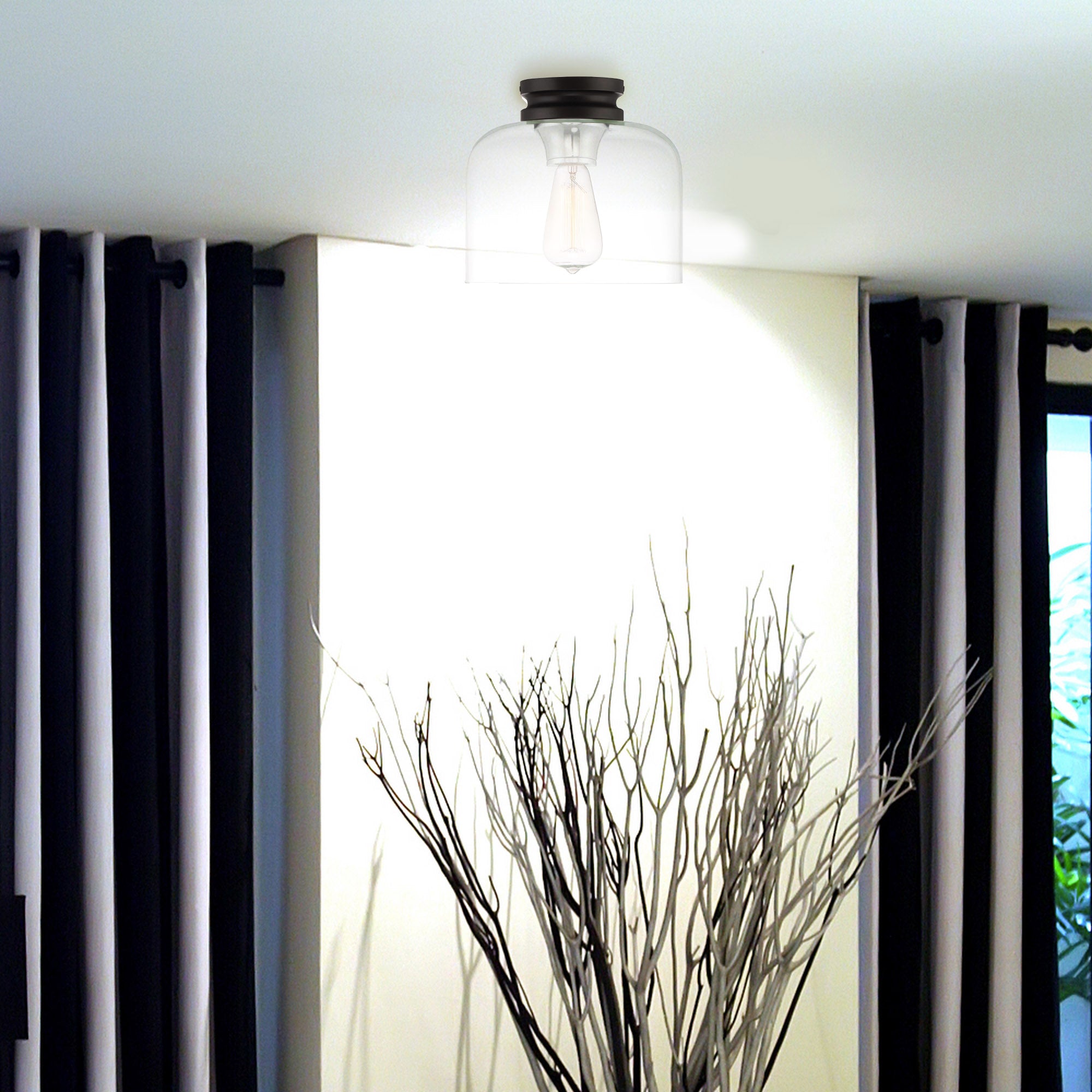 Ezra 1-Light Flush Mount, Black