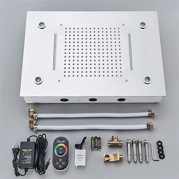 Fontana 20*14" LED Recessed Ceiling Mount Rainfall Shower System, Chrome