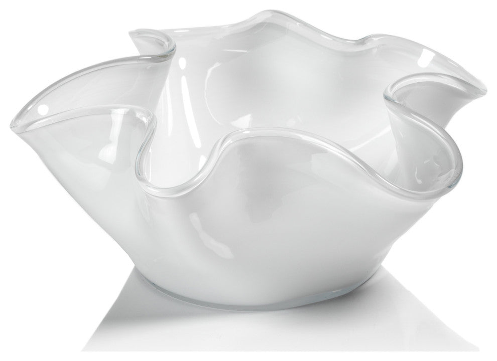 Vellerti 6"Tall Wave Glass Bowl, White