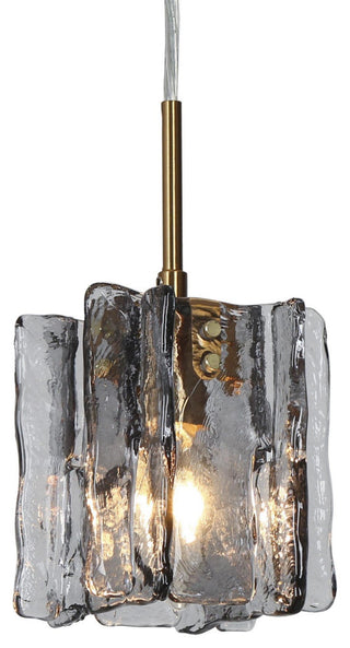 LNC Tucana Polished Gold Matte Black Modern Pendant Light, Textured Glass, 1-Light