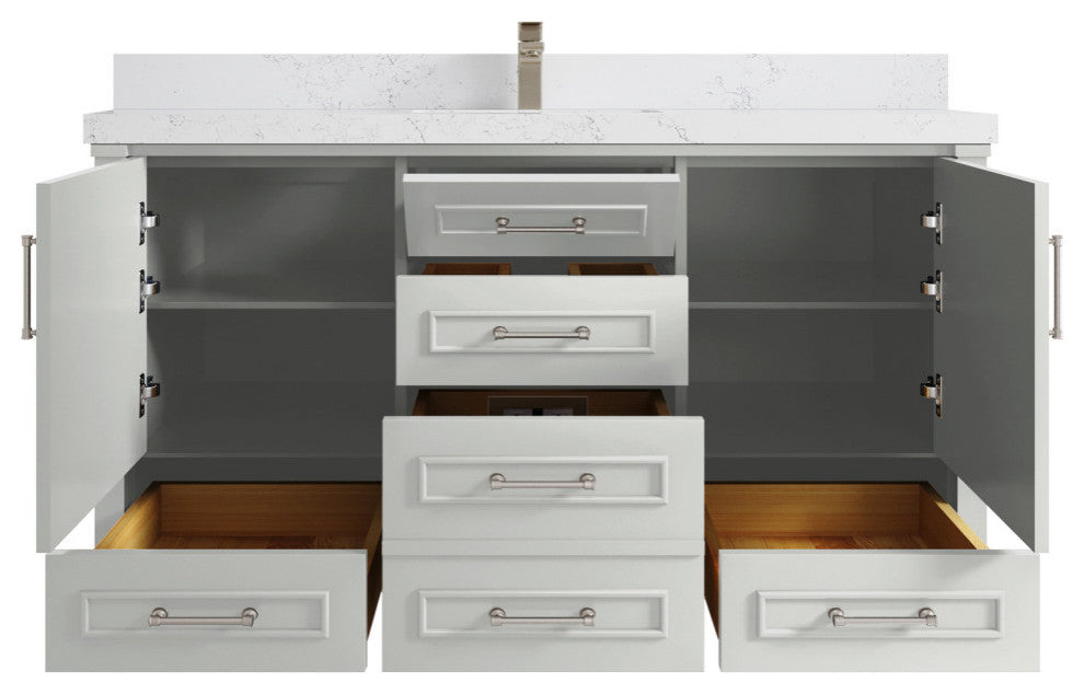 Aberdeen 60 Single Bathroom Vanity in Coventry Gray 2" Empira Quartz