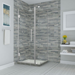 Bromley 35.25"-36.25"x32.375"x72" Frameless Corner Hinged Shower Enclosure