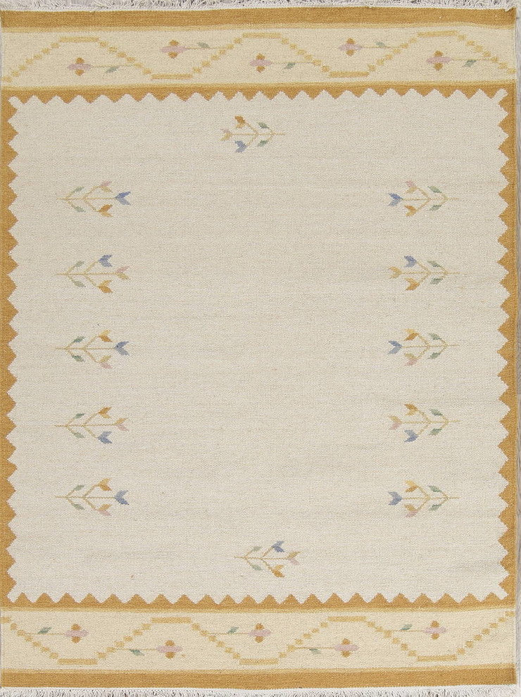 Kilim Hand Woven Southwestern Oriental Area Rug, Beige, 4x7