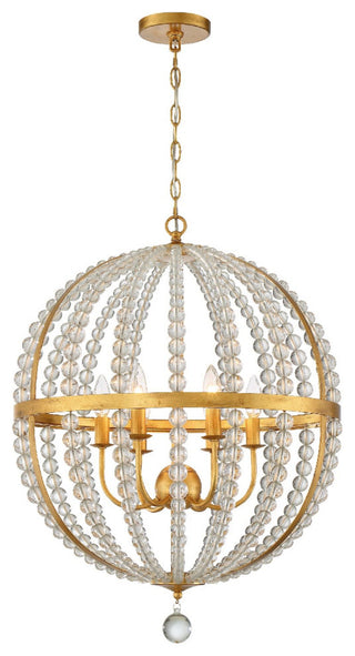 Crystorama Lighting Group ROX-A9006 Roxy 6 Light 22"W Pendant - Antique Gold