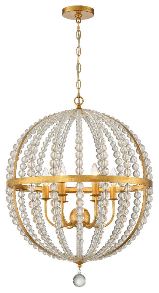 Crystorama Lighting Group ROX-A9006 Roxy 6 Light 22"W Pendant - Antique Gold