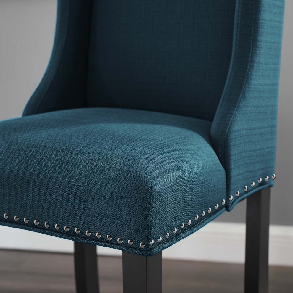 Counter Stool Chair, Fabric, Wood, Navy Blue, Modern, Bar Cafe Bistro Restaurant