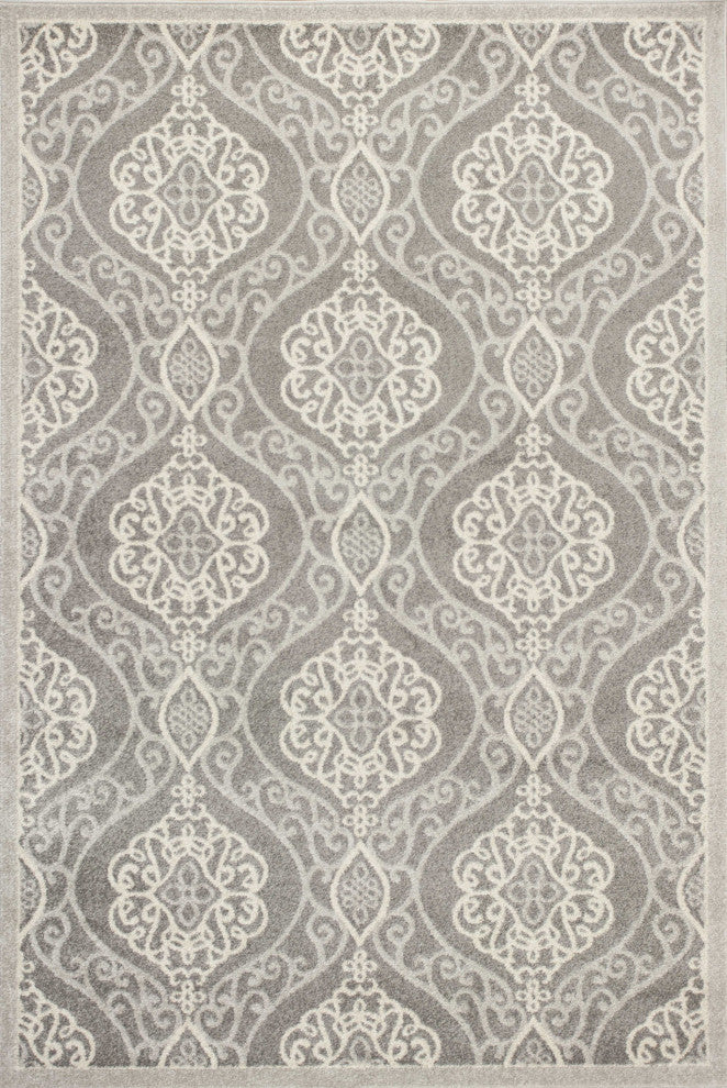 HomeRoots 7' x 10' UV treated Polypropylene Silver Area Rug