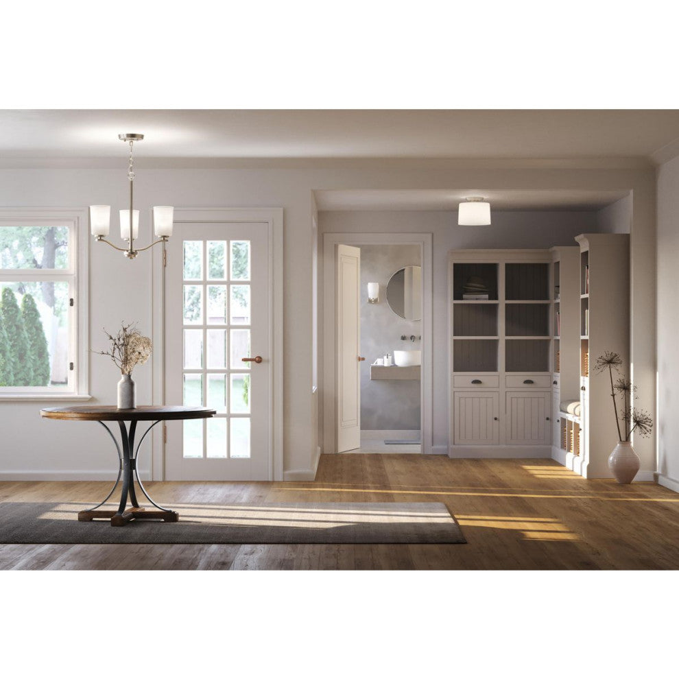Adley Collection One-Light Brushed Nickel Etched Opal Glass Bath Vanity Light