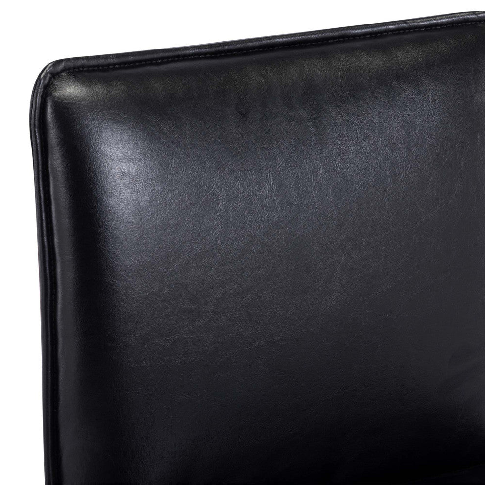 Set of 4 Minimalist Faux Leather Side Chairs for Dining Room, Black