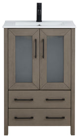 Vanity Art Vanity Set With Ceramic Top, 24", Driftwood Gray, Standard Mirror