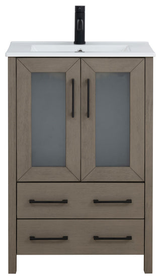 Vanity Art Vanity Set With Ceramic Top, 24", Driftwood Gray, Standard Mirror