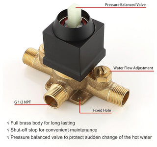 CASAINC 9" Wall Mounted Square Shower System Set Single Handle, Matte Black