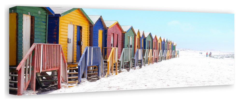 Bathing Beach Boxes 12x36 Canvas Wall Art