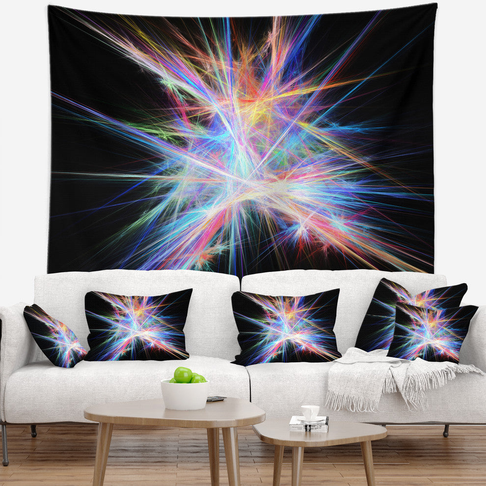 Light Blue Spectrum of Light Abstract Wall Tapestry, 80"x68"