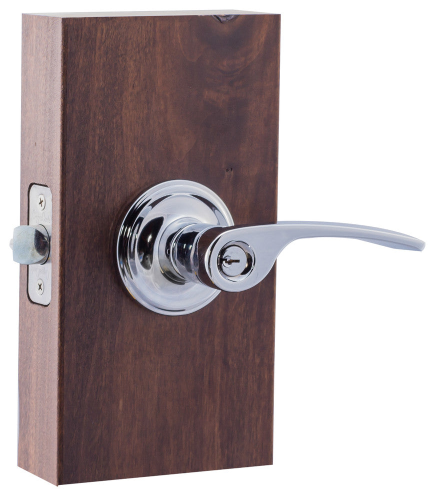 KL2240BC Scandinavian Style Keyed Entry Lever, Polished Stainless
