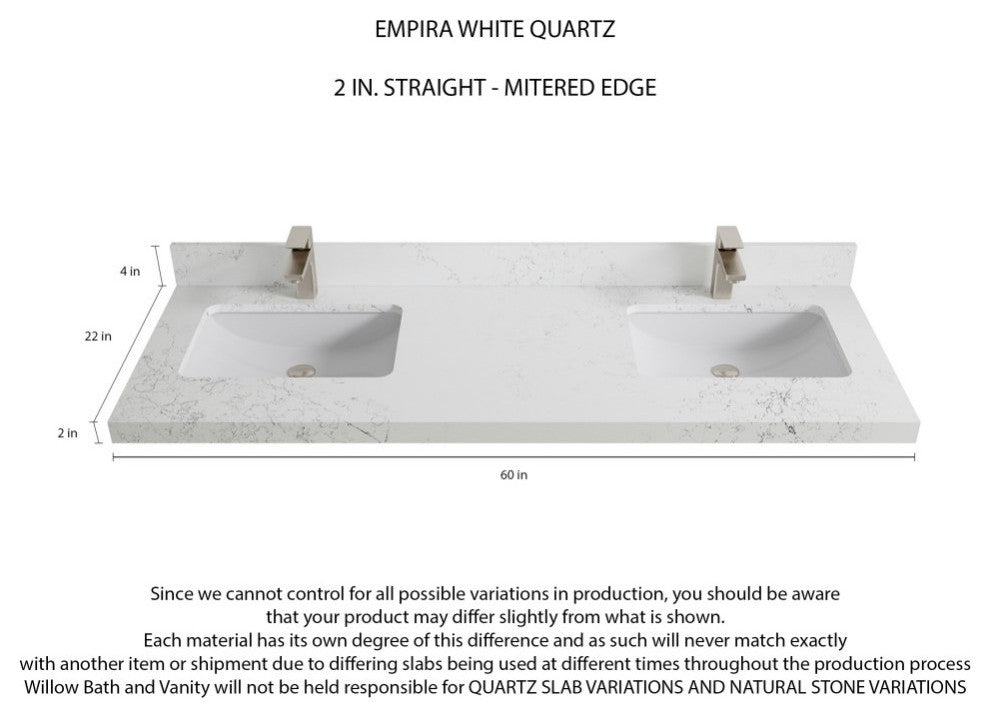Alys Teak 60 Double Sink Bathroom Vanity Whitewashed 2" Empira Quartz