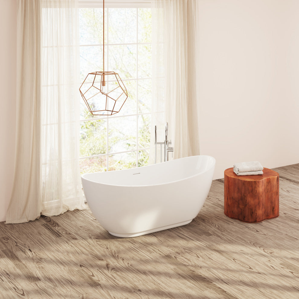Perlato Roma Freestanding Soaking Tub, White, 67"