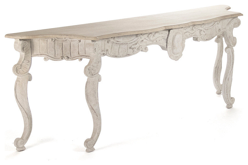 Abraham Table, Natural Top, Distressed Off-White Base