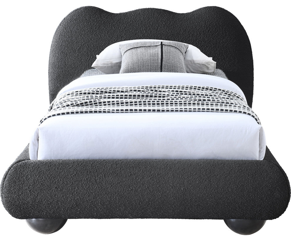 Hyde Boucle Fabric Upholstered Bed, Black, Twin