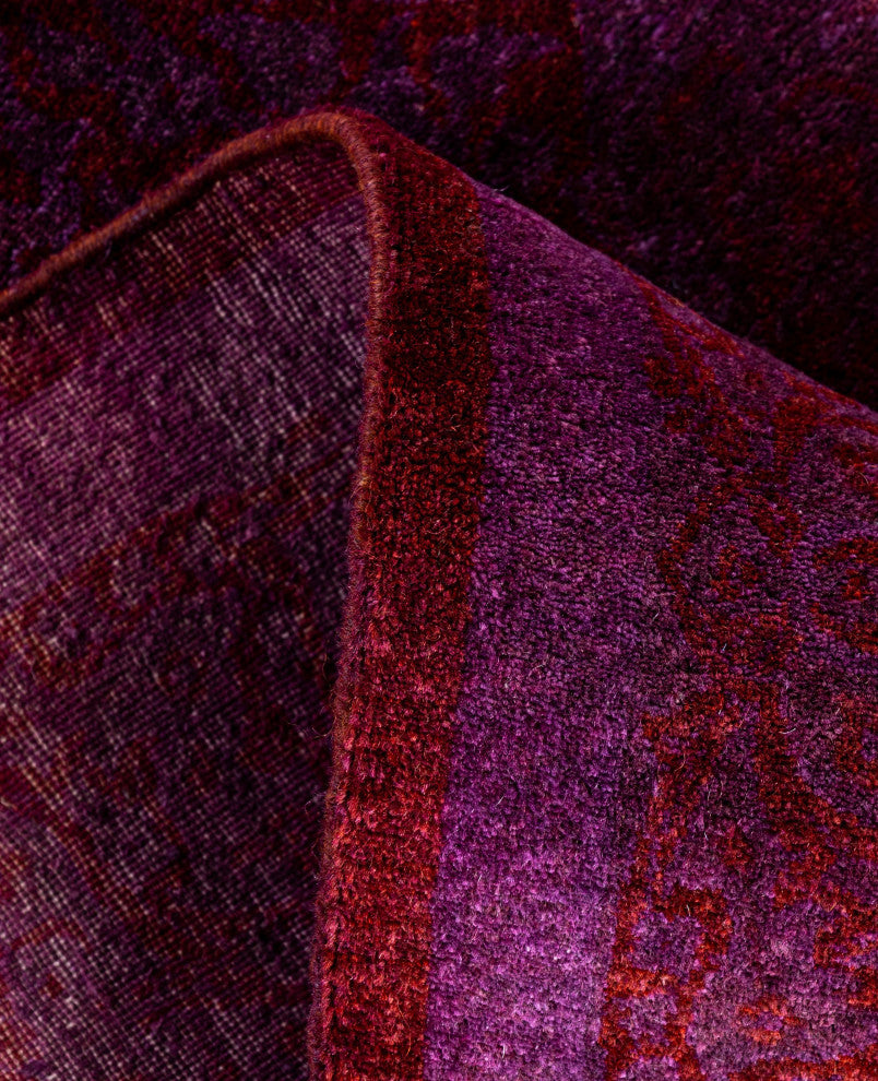 Overdyed One-of-a-Kind Hand-Knotted Area Rug Purple, 3' 9" x 4' 2"