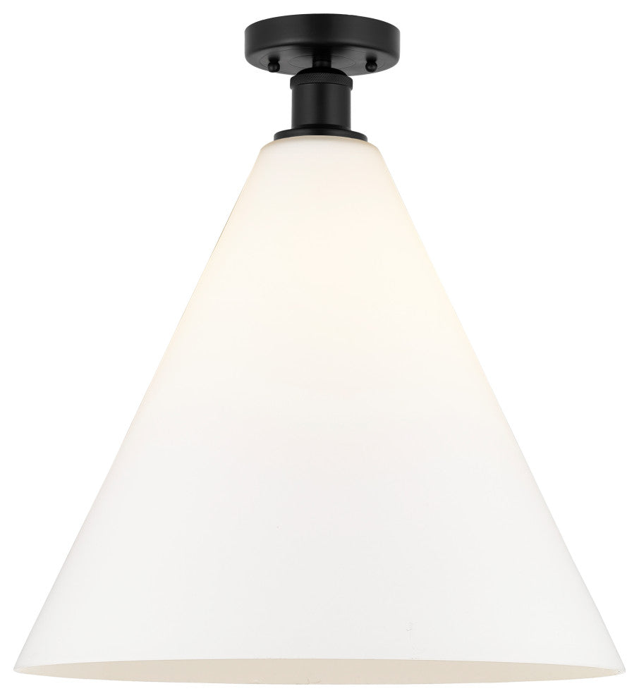 Innovations 616-1F-BK-GBC-161 Berkshire 1 Light Semi-Flush Mount, Matte Black